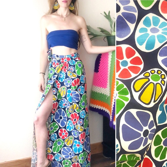 Vintage Dresses & Skirts - SOLD🍄60s Psychedelic Groovy Flower Power Maxi!